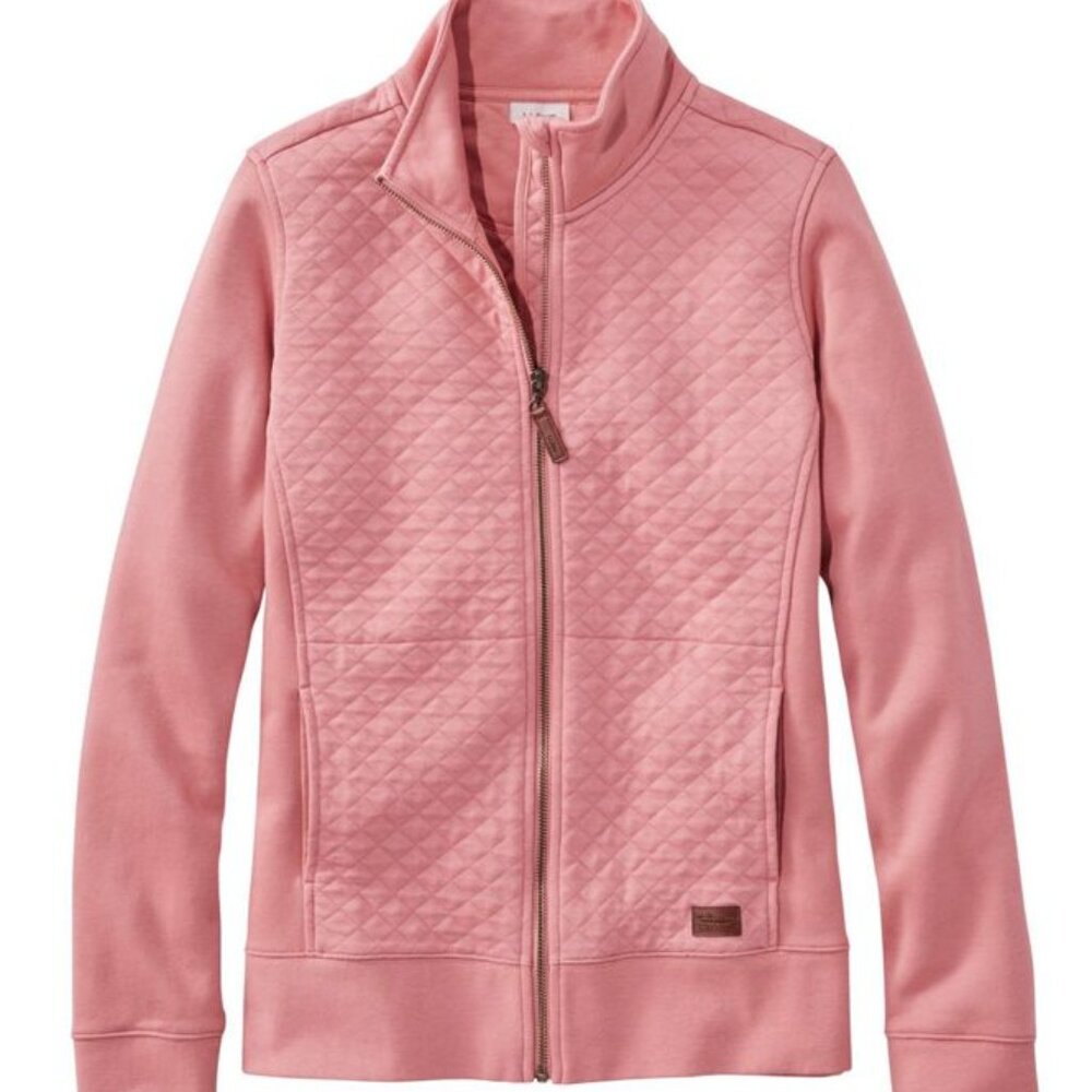 L.L. Bean Women's Quilted Full-Zip Sweatshirt Rose Wash Size L Gently Used